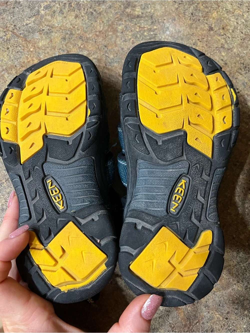 KEEN Newport H2 Little Kids Size 12 Navy Blue Yellow Waterproof Hiking Sandals